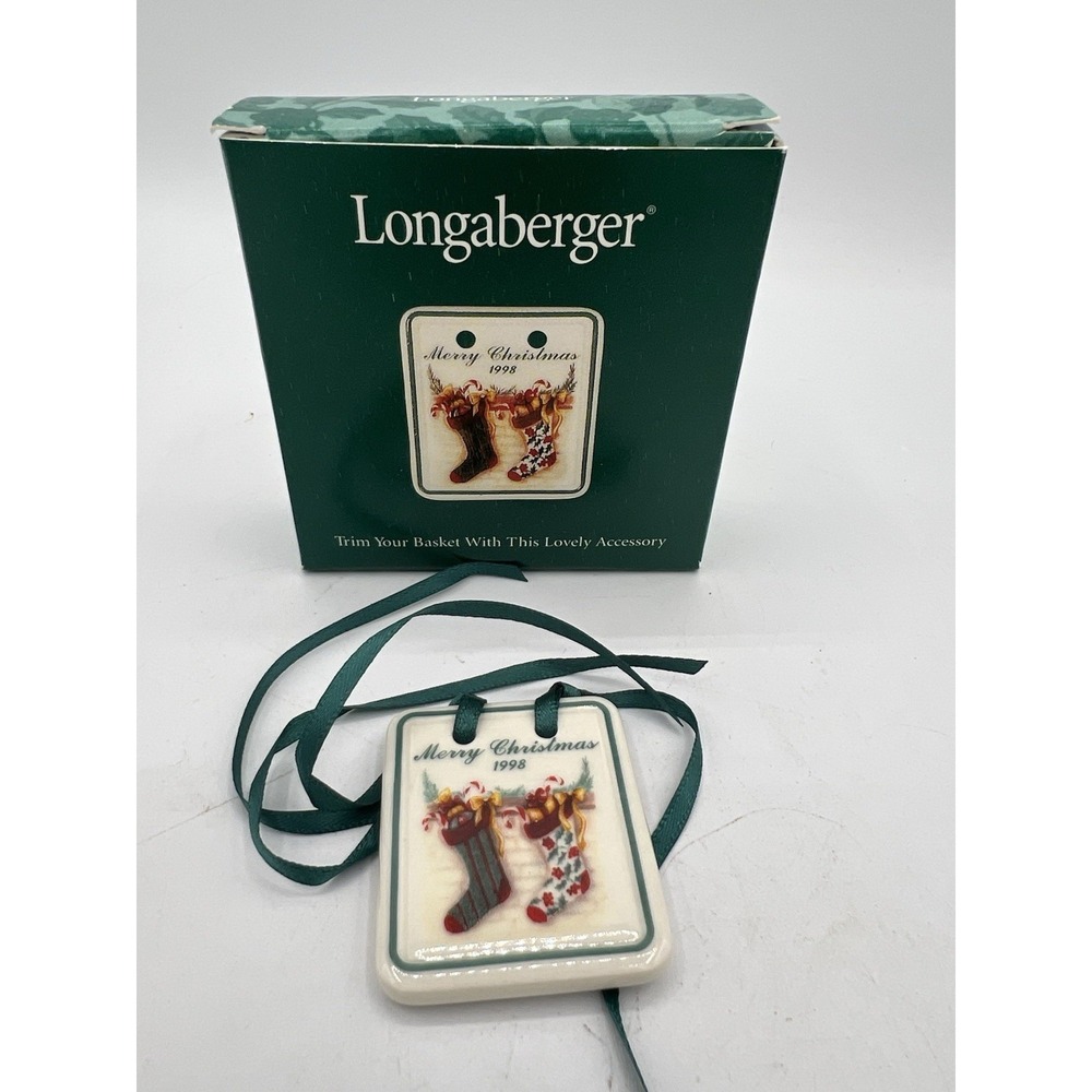 🎄 Longaberger 1998 "Merry Christmas" Tie‑On • Holiday Accent 🎄